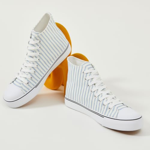 Image of yageyan Men's High Top Canvas Sneakers Fashion Lace up Walking Shoes Casual Classic