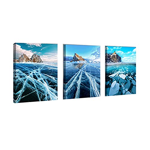 Canvas Wall Art Blue Glacier Landscape Canvas Wall Art for Living Room Bedroom Framed Canvas Wall Art Easy to Hang