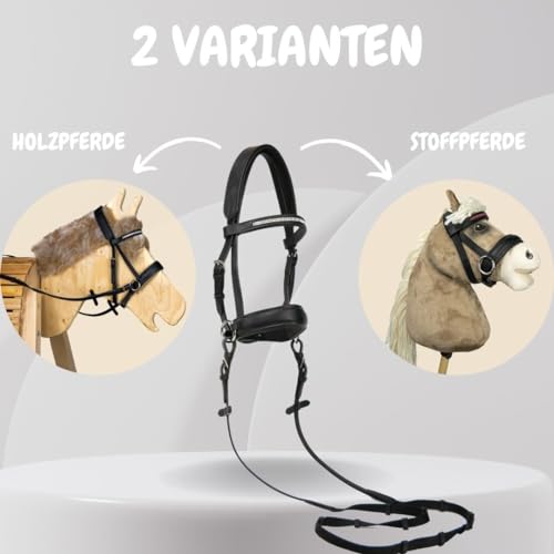 Foto von Hofleben ® - Hochwertige Spielpferd Zubehör Trense mit 2 Stirnbändern (Silber + Pink) und Zügel | Hobby Horse Trense | Hobby Horse Halfter | Trense Pony | gebisslose Trense Pferd