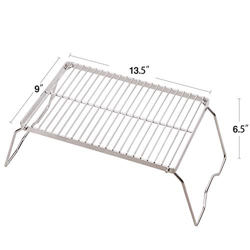 Campmax Campfire Grill 304 Stainless Steel Grate, Folding Camping Grill Heavy Duty With Carrying Bag, Medium #TOP1