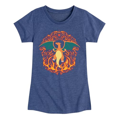 Pokémon - Charizard Fire Ornamental - Girls Fitted Short Sleeve T-Shirt
