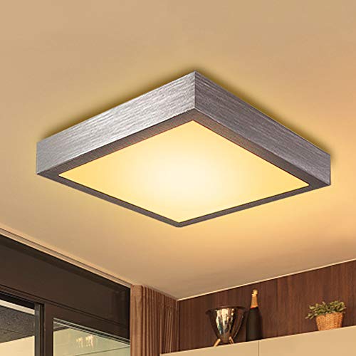 Preisvergleich Produktbild Froadp 16W LED Panel Quadrat Warmweiß Moderne Deckenlampe Wandlampe Energiespar Deckenleuchte für Wohnzimmer Korridor Bad und Decke Schlafzimmer Silber Küche Licht [Energieklasse A++]