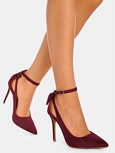 Image of Fashare Womens High Heels Bow Tie Back Sexy Stiletto Ankle Strap Wedding Dress Pumps Shoes
