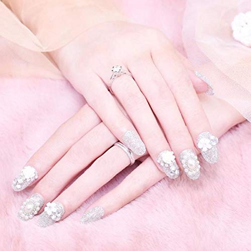TJJF Braut glänzende Hochzeitsnägel Aufkleber Dekoration Mädchen Diy Simulation Falscher Nagel Vollständige Nagelspitzen… – Bild 6