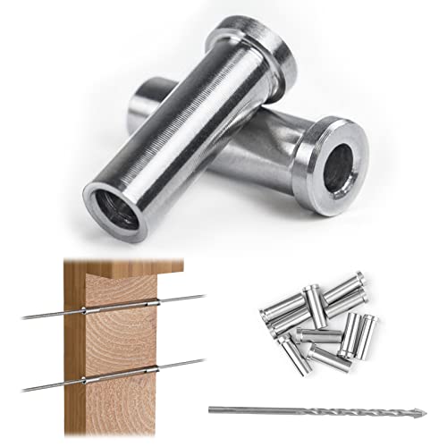 Muzata 10Pack Stainless Steel Protective Sleeves Cable Railing Kit Hardware for Wood Posts for 1/8