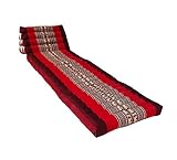 Traditional Thai Kapok 3 Fold Meditation Mattress with Oriental Style Triangle Recliner Cushion for Yoga Massage or Relaxation (Red with Elephants) - Image 2