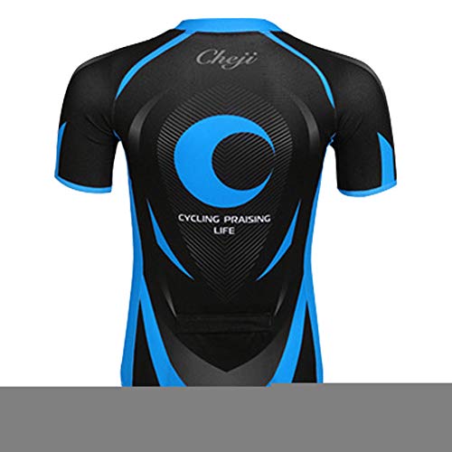 Conjunto infantil de jérsei de ciclismo (jérsei de manga curta + shorts acolchoados), Lua azul, 9-11