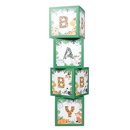 TOPBATHY 4pièces Lot De Boîtes à Ballons Anniversaire Motifs Animaux Décoration Shower Accessoires Photo Fête Prénatale