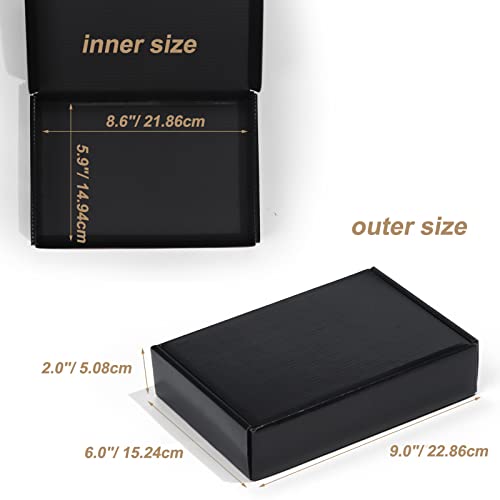 Image of ZBEIVAN 9x6x2 Black Small Shipping Boxes, 20 Packs Corrugated Cardboard Mailer Boxes for Packaging Small Business Mailing Gifts Wrap Boxes with Lids