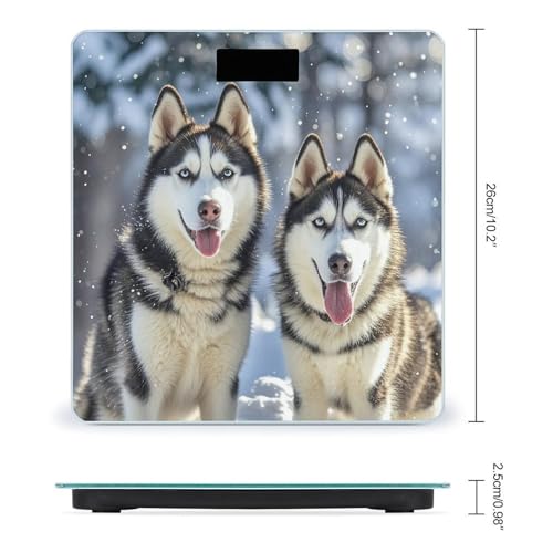 Báscula digital Adorable Huskies con vidrio templado y pantalla LCD miniatura 2