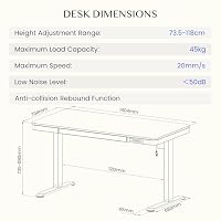 FLEXISPOT Höhenverstellbarer Schreibtisch mit Schublade und USB-C 140x70 cm – Ansicht 3
