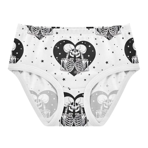 Skeletons Black Hearts Stars White Girl Panties Cute Toddler Girls Underwear Cotton Artistic Briefs Kids Undies 2t