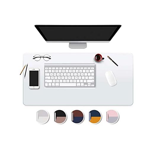 17x48" Multifunctional Desk Pad Clear PVC Plastic Glass Blotter Mat Cover for Office Home for Computer Laptop Keyboard Pads Standing Desk Protector Pad Transparent Wipeable Waterproof with Mouse Pad