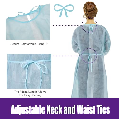 10 PCs Dental Grade Disposable PP+PE Isolation Gown AAMI by Omnia ONE | Full Coverage, Fluid-Resistant, Comfortable Fit, Latex-Free, Medical & Multipurpose Protection - Image 4