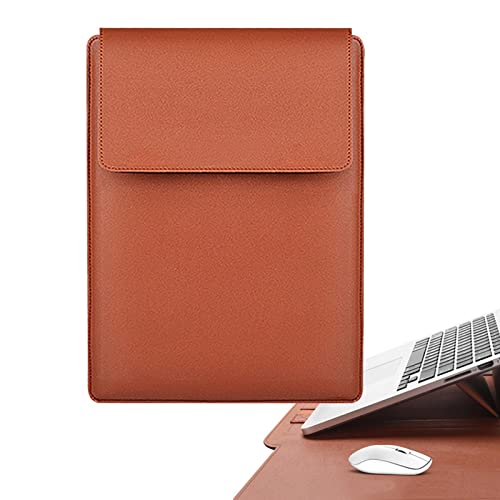 Bolsa para computador - Estojo de computador de couro PU à prova d'água com suporte para mouse pad