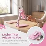 Phone Stand for Desk Cell Phone Holder Stands for iphones, Sakura Pink | Mini, Cute, Portable, Fully Foldable, Under 8" Devices, All Smart phones, Office Accessories