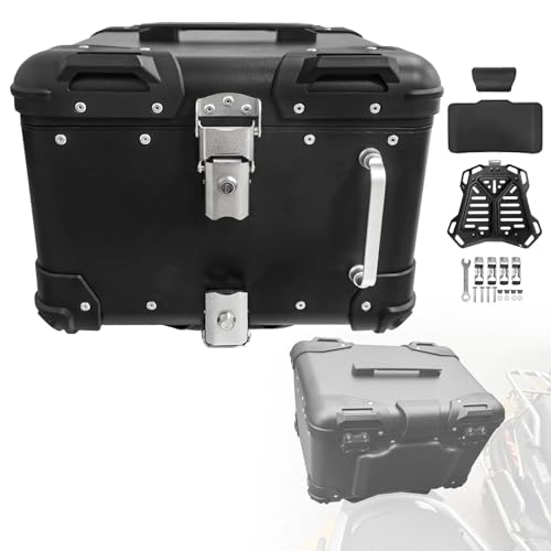 Top Case Moto en Aluminium 40L Noir Robustesse Premium avec Dossier Confort