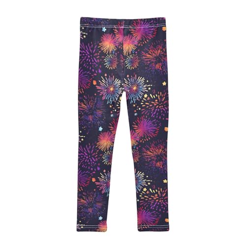 KLL Colorful Fireworks Illustration Toddler Girls Cotton Pants Casual Full Length Lounge Pants Gym2