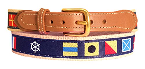 Code Flag and Ships Wheel Nautical Belt on Khaki Webbing