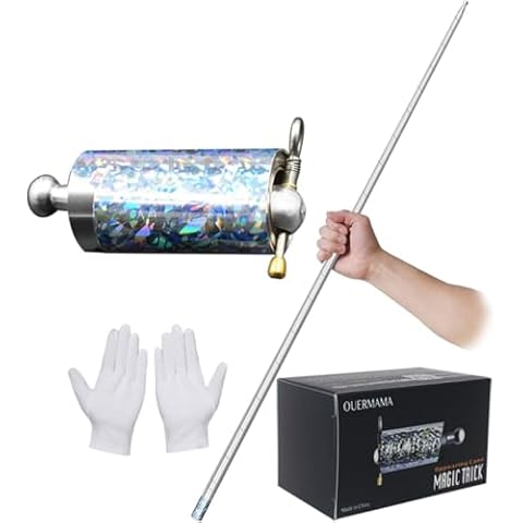 OUERMAMA 150CM Silver Color Magic Appearing Cane Metal Appearing Wand with Video Tutorial Stage Magic Trick Cover