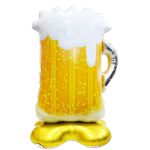 ALEGRE Bier Luftballons, XXL 4D Biergläser Folienballon Stehend, Oktoberfest Deko Helium Ballon, Bier Deko Ballons Bayrische Deko, Biere Luftballon für...