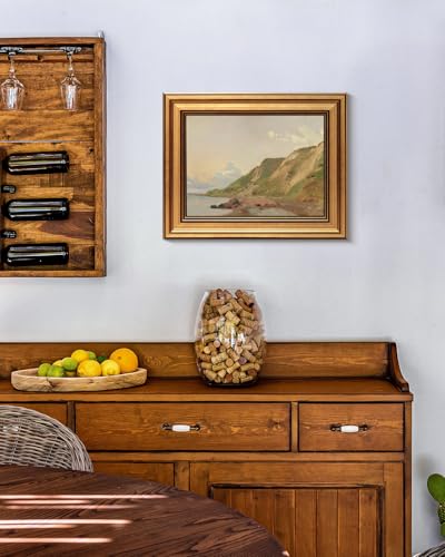 Image of HUARCEY Gold Framed Vintage Wall Art for Living Room Canvas Coastal Wall Pictures Classic Landscape Painting Shelf Decor Natural Aesthetic Room Decoration Elegant Artwork Print for Bathroom, Bedroom