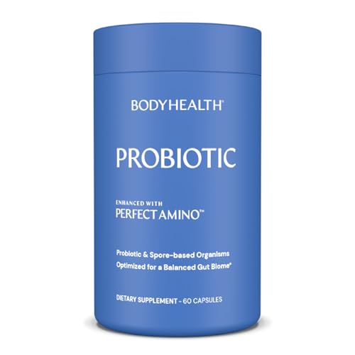 BodyHealth Probiotic Enhanced with PerfectAmino for Women and Men, Spore Based with Bifidobacterium, Lactobacillus Salivarius, Lactobacillus Acidophilus - 60 Capsules