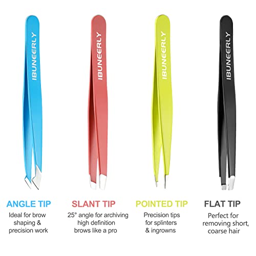 Ibuneerly TWEEZERS SET 4Pcs Tweezers For Women With Travel Case, Professional Stainless Steel Eyebrows Tweezers, Great Precision Tweezers For Ingrown Hair thumb #2