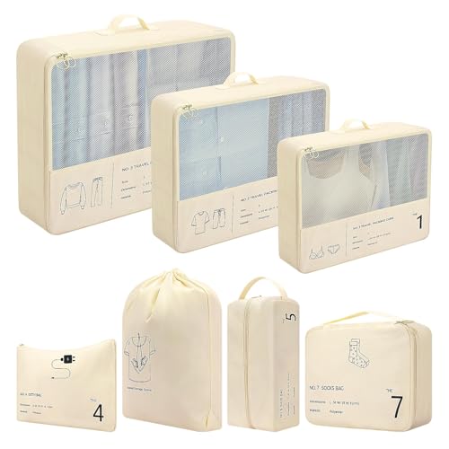 Koffer Organizer Set, 7 Stück Packing Cubes,...