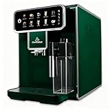 Fully Automatic Espresso Machine 12 Cup Coffee Maker One-Touch Cappuccino/Latte/Americano/Espresso Self-Cleaning & Adjustable Grinder for Home/Office/Coffee Lovers/Busy Workers/Small Cafés (Green)