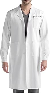 Personalized Embroidered Lab Coat for Men, Custom Name White Lab Coat, Long Sleeve Lab Coat Doctor Outfit for Men Women