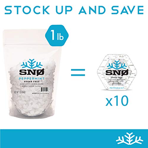 Peppermint Keto Xylitol Candy Chips (6-Pack) - Snø 1.5Oz Tin - Sugar-Free Candy With Only 2 Ingredients | Low Carbs, Diabetic-Friendly, Non-Gmo, Vegan, Gf & Kosher | Purest Candy In The World #TOP5