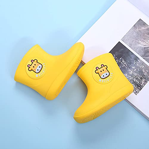 IWIHMIV Toddler Rain Boot Waterproof Kids Shoes Baby Rain Boys Toddler Girls Rubber Baby Shoes（Yellow,4 Years2