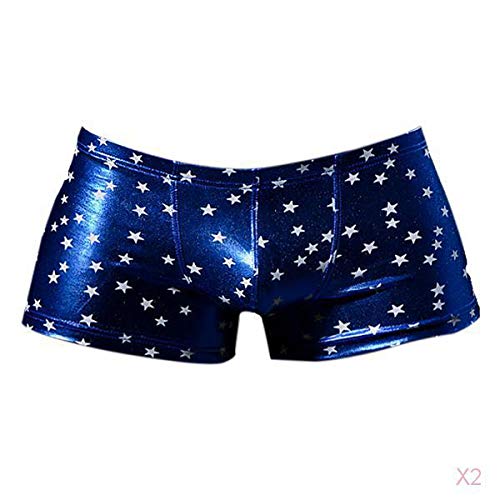 nivaa Men's Sexy Star Bronzing Wet Look Boxer Briefs Underwear Blue L-picture-26