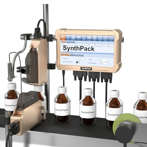 Automatic Inkjet Coding Machine for Production Line，Industrial Online Thermal Inkjet Printer with Double Printing Head for Expiry Dates, Batch Numbers, Barcodes, QR Codes, Logos (2 Nozzles, SL1)