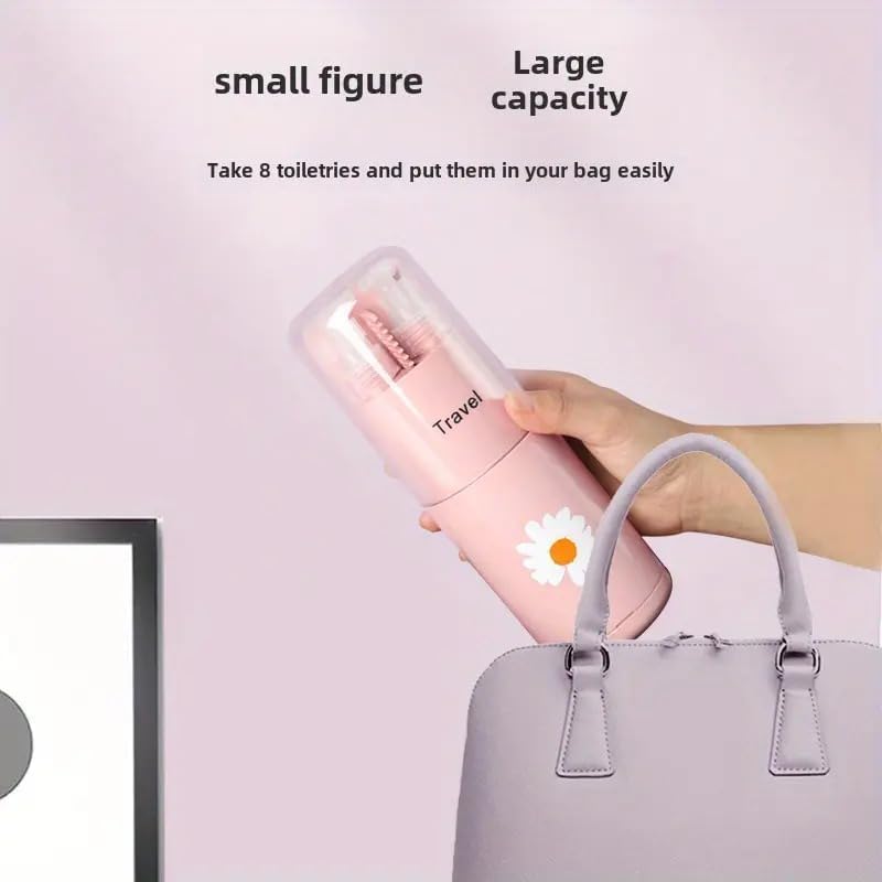 Image of Portable Transparent Toothbrush Travel Case - Anti-Bacterial Toothbrush Cover, Portable Holder for Home & Travel (1, Pink Travel Kit)