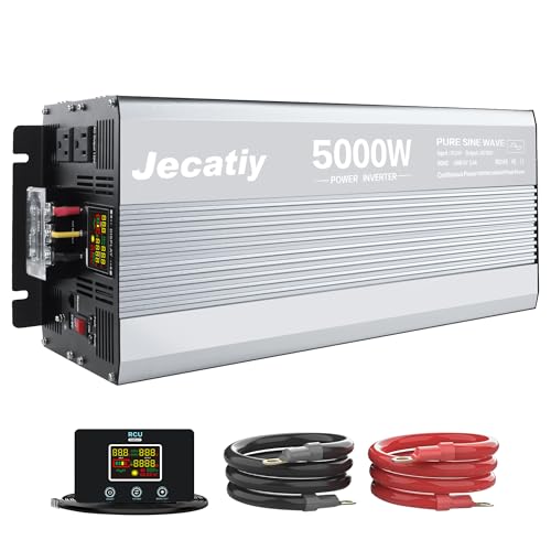 Image of Jecatiy 5000 Watt Pure Sine Wave Power Inverter DC 24V to 110V/120V AC Converter with 2 AC,5V 2.4A USB Charging Ports, Car Solar Power Inverters with LCD Display for Home RV Truck