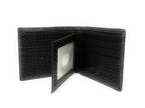 Western Genuine Tooled Leather Cowhide Cow Fur Mens Bifold Short Wallet in Multi Emblem (Black Rooster)3