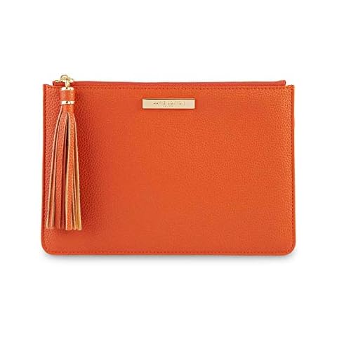 KATIE LOXTON Tassel Pouch Womens Vegan Leather Medium Clutch Handbag Burnt Orange Cover
