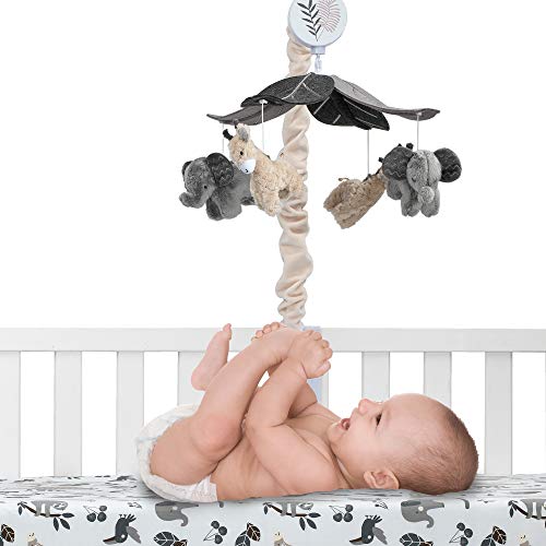 Lambs & Ivy Baby Jungle Animals Gray/Tan Musical Crib Mobile Soother Toy - Thumbnail 5