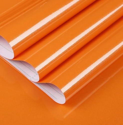 Image of ONETON Glossy Orange Contact Paper Decorative Self Adhesive Counter Top Peel and Stick Wallpaper for Kitchen Cabinets Shelf Drawer Liner Desk Dresser (Orange Glossy WP, 12x120 inch)