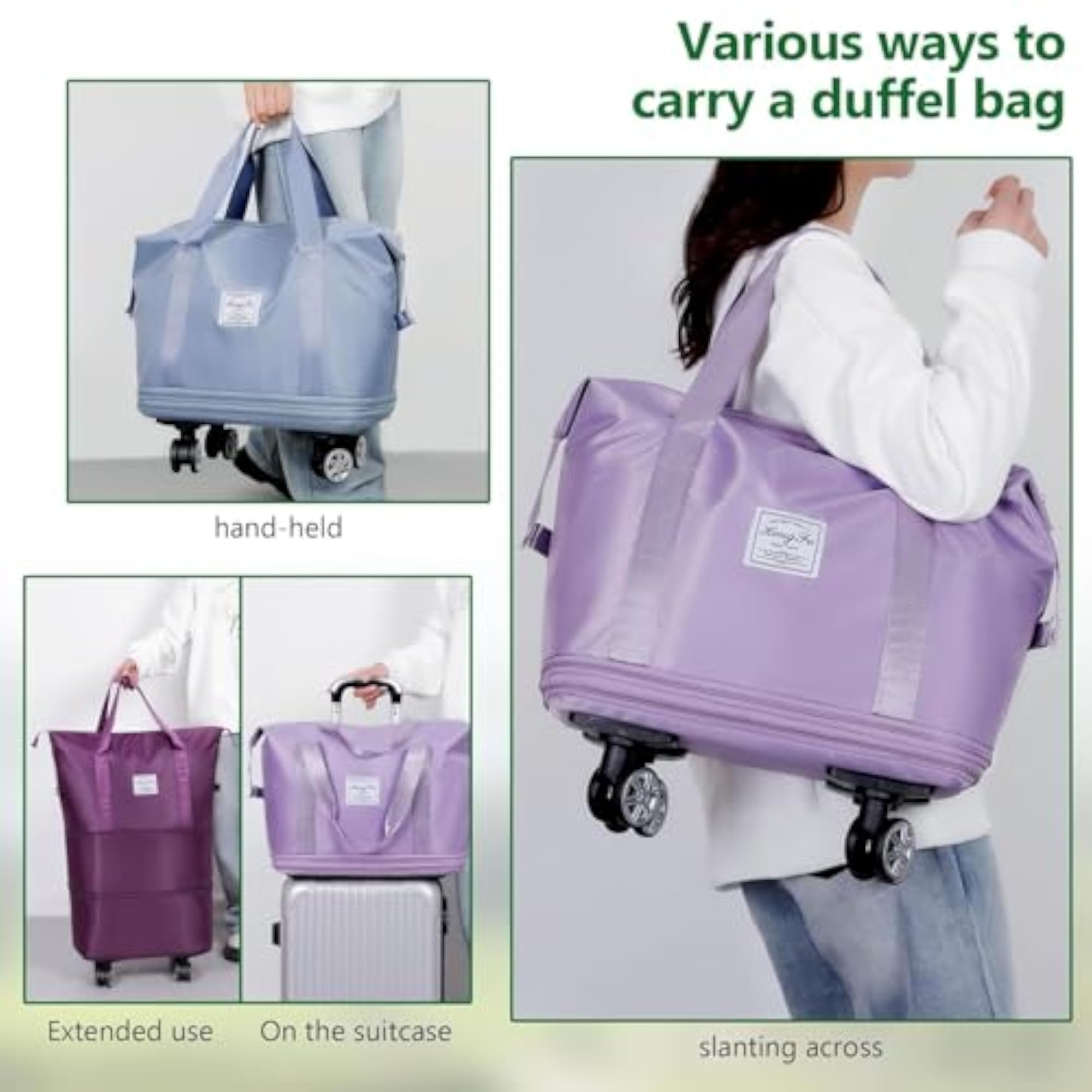 Expandable Suitcase, Folding Travel Bag with Wheels for Carry-On