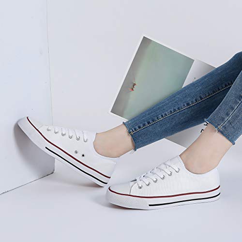 Women's Slip On Sneakers Walking Shoes Casual Girls Canvas Fashion Sneakers(White.us9) #TOP4