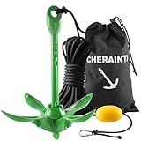 CHERAINTI Kayak Anchor, 3.5 Lb Folding Marine Grapnel Anchor Kit with 40ft Rope and Buoy for Kayaks Jet Ski SUP Paddle Boards PWC Inflatable Small Boat Canoes Fishing, Kayaking & Boating Accessories