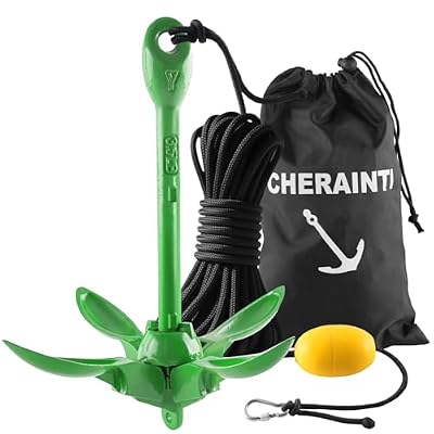 CHERAINTI Kayak Anchor, 3.5 Lb Paddle Board Anchor Folding Marine Grapnel Kit with 40ft Rope and Buoy for Kayak Paddleboard Inflatable Small Boat Canoes Fishing, Kayaking & Boating Accessories
