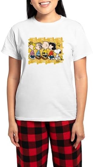 CafePress Custom Personalized Peanuts Walking Personalized Dark Women's Pajama S Women's Novelty Cotton Pajama Set, Comfortable PJ Sleepwear