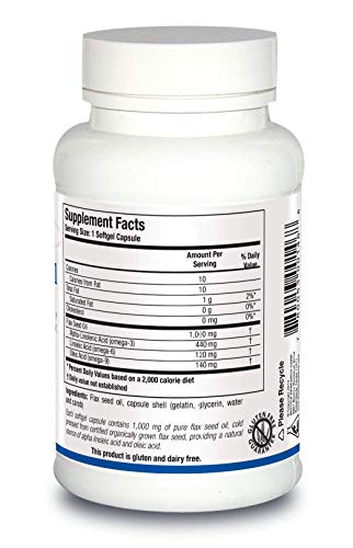 Biotics Research Flax Seed Oil Each Capsule Contains 1,000 Of Pure Flax Seed Oil. Cold Pressed From Certified Organically Grown Flax Seed. Healthy Inflammation Pathways. Heart Health. 100 Capsule #TOP1