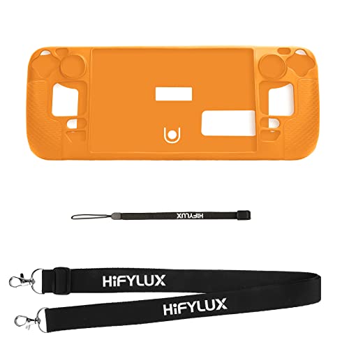 Gdraco Silikonhülle für Steam Deck 2022,Ganzkörper-Silikon Soft Cover Case Protector, Umfassende Kühlung Rutschfest und Anti-Kollisionsfest Kompatibel Schutzhülle für Valve Steam Deck Konsole (Orange) Cover