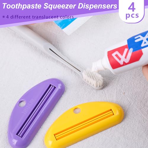 LOVEINUSA 4PCS Toothpaste Squeezer Dispensers, Multicolor Plastic Toothpaste Tube Squeezer Hanging Toothpaste Clips for Saving Toothpaste Facial Cleanser Creams Paint - Thumbnail 3