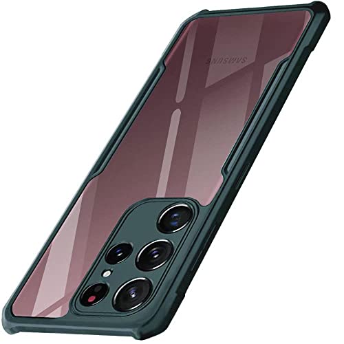 Image of WOW IMAGINE Shock Proof Clear Protective Back Case for Samsung Galaxy S22 Ultra 5G - AirEDGE Technology | 360 Degree Camera Protection | Transparent Hybrid Back Case Mobile Cover - Green